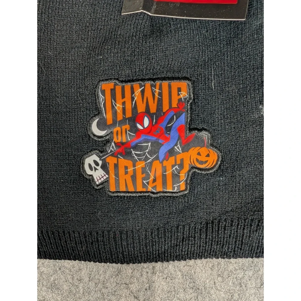Marvel Spider-Man Halloween Beanie Black Thwip or Treat Kids Knit‎ Hat NEW